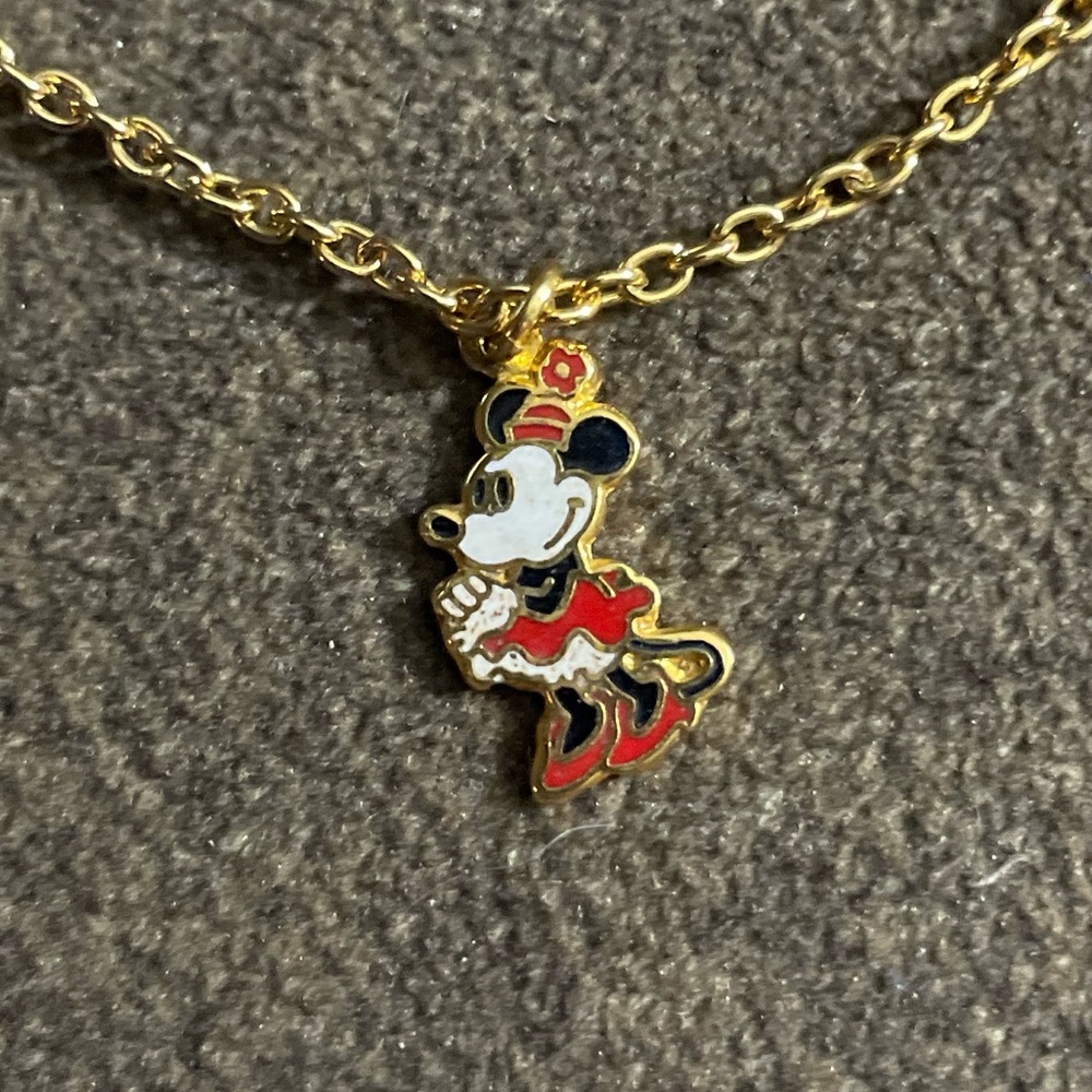 Vintage Minnie Mouse Gold Toned Necklace
